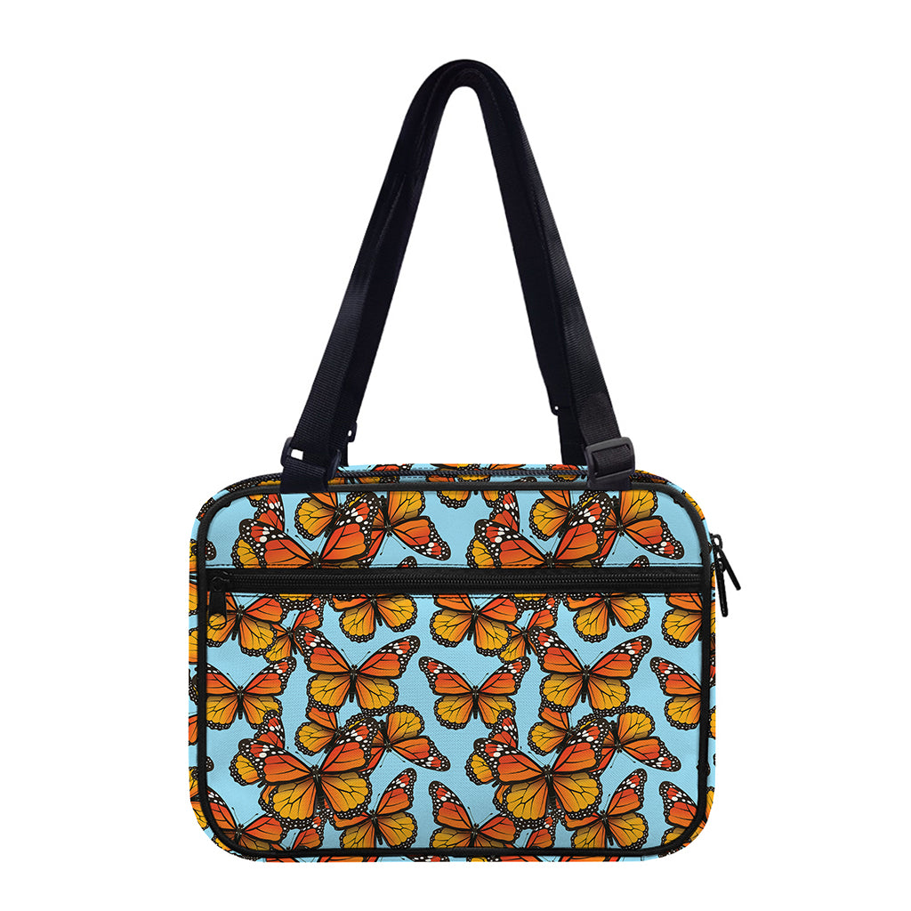 Orange Monarch Butterflies Pattern Print Double Strap Bible Bag