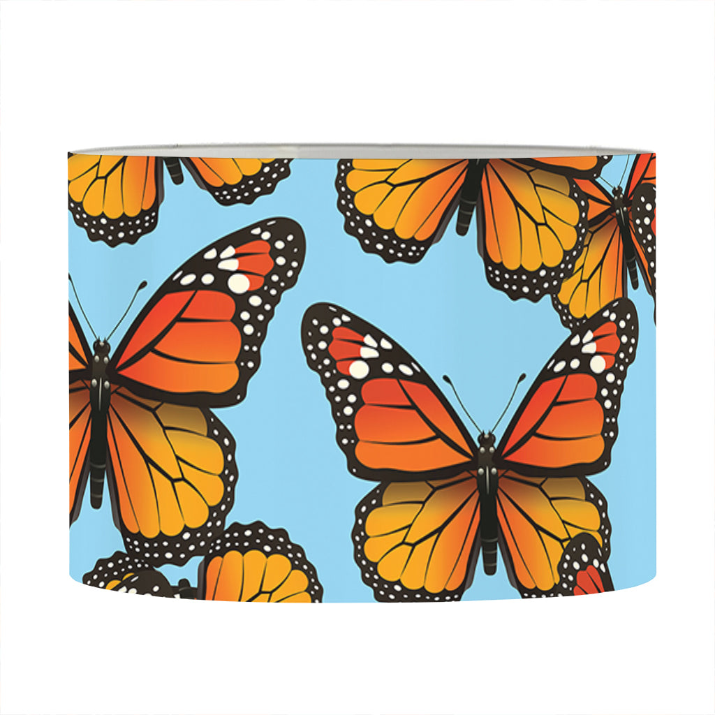 Orange Monarch Butterflies Pattern Print Drum Lamp Shade