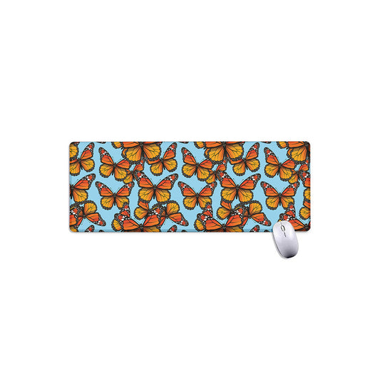 Orange Monarch Butterflies Pattern Print Extended Mouse Pad