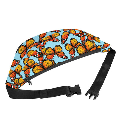 Orange Monarch Butterflies Pattern Print Fanny Pack