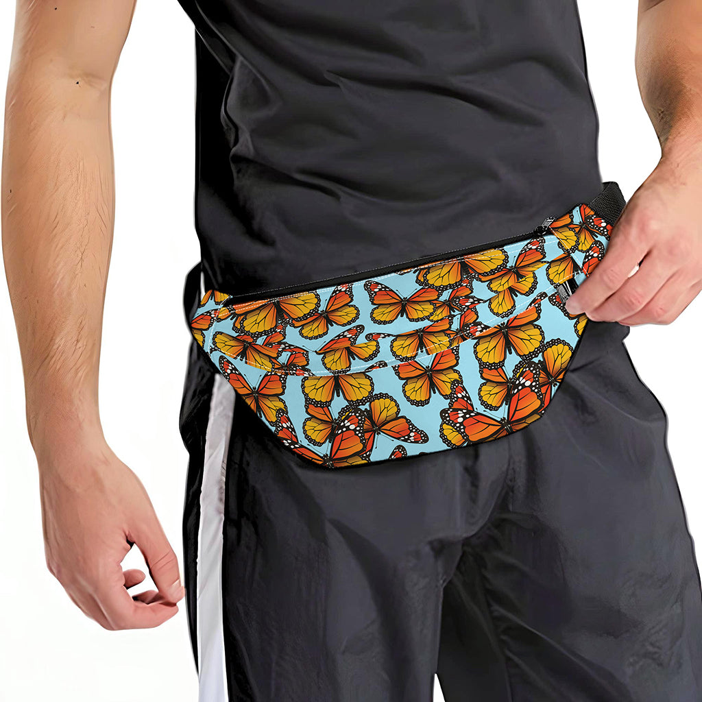 Orange Monarch Butterflies Pattern Print Fanny Pack