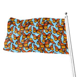 Orange Monarch Butterflies Pattern Print Flag