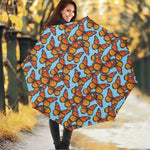 Orange Monarch Butterflies Pattern Print Foldable Umbrella