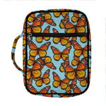 Orange Monarch Butterflies Pattern Print Front Pocket Bible Bag