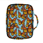 Orange Monarch Butterflies Pattern Print Front Pocket Bible Bag