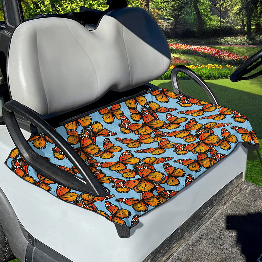 Orange Monarch Butterflies Pattern Print Golf Cart Seat Cover