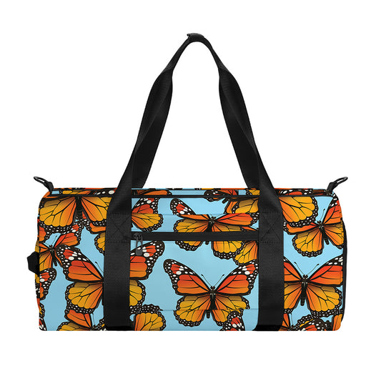 Orange Monarch Butterflies Pattern Print Gym Bag