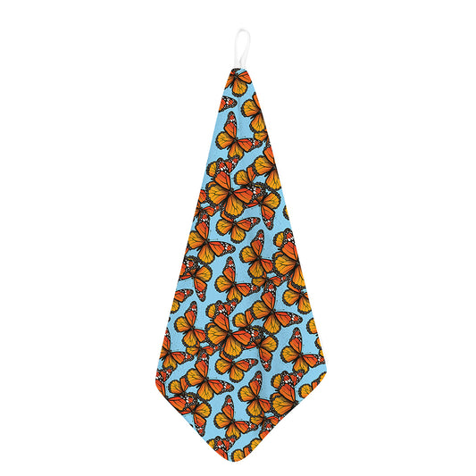 Orange Monarch Butterflies Pattern Print Hand Towel