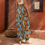Orange Monarch Butterflies Pattern Print Harem Pants