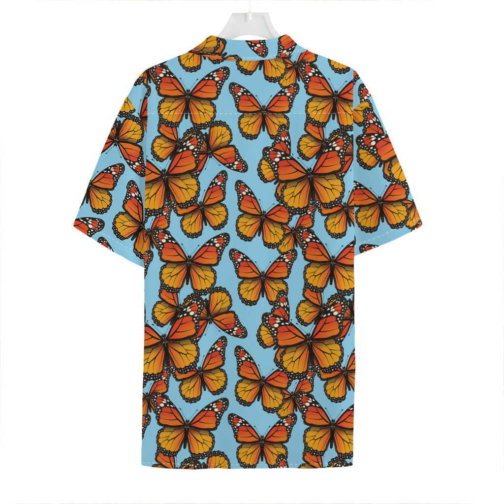 Orange Monarch Butterflies Pattern Print Hawaiian Shirt