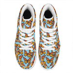Orange Monarch Butterflies Pattern Print High Top Leather Sneakers