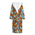 Orange Monarch Butterflies Pattern Print Hooded Bathrobe