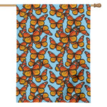 Orange Monarch Butterflies Pattern Print House Flag