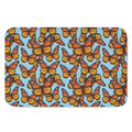Orange Monarch Butterflies Pattern Print Indoor Door Mat