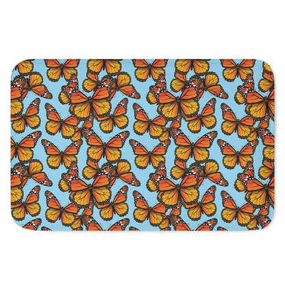 Orange Monarch Butterflies Pattern Print Indoor Door Mat