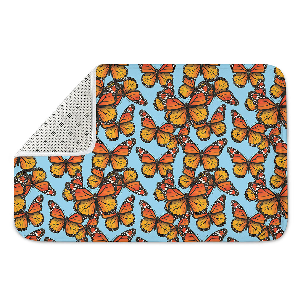 Orange Monarch Butterflies Pattern Print Indoor Door Mat
