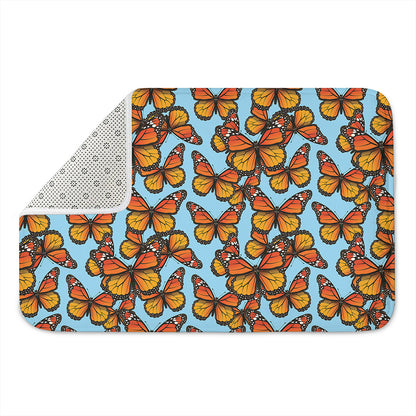 Orange Monarch Butterflies Pattern Print Indoor Door Mat