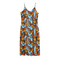 Orange Monarch Butterflies Pattern Print Jersey Midi Cami Dress