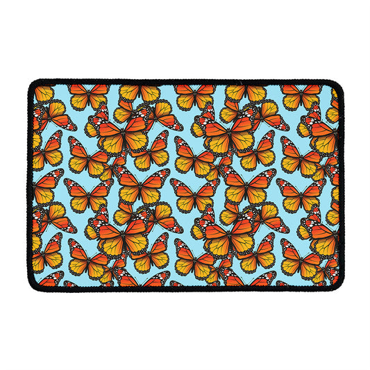 Orange Monarch Butterflies Pattern Print Kitchen Mat