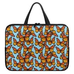 Orange Monarch Butterflies Pattern Print Laptop Sleeve With Handle