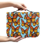 Orange Monarch Butterflies Pattern Print Leather Bible Cover