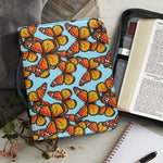 Orange Monarch Butterflies Pattern Print Leather Bible Cover