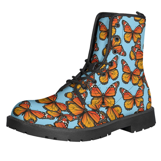 Orange Monarch Butterflies Pattern Print Backpack
