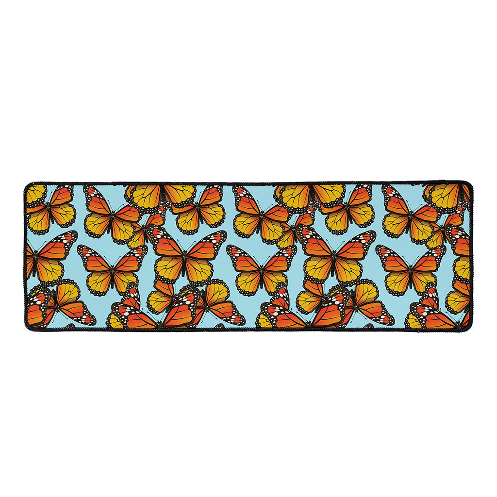 Orange Monarch Butterflies Pattern Print Long Kitchen Mat