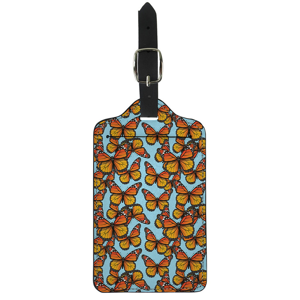 Orange Monarch Butterflies Pattern Print Luggage Tag