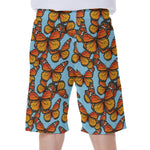 Orange Monarch Butterflies Pattern Print Men's Beach Shorts