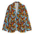 Orange Monarch Butterflies Pattern Print Men's Blazer