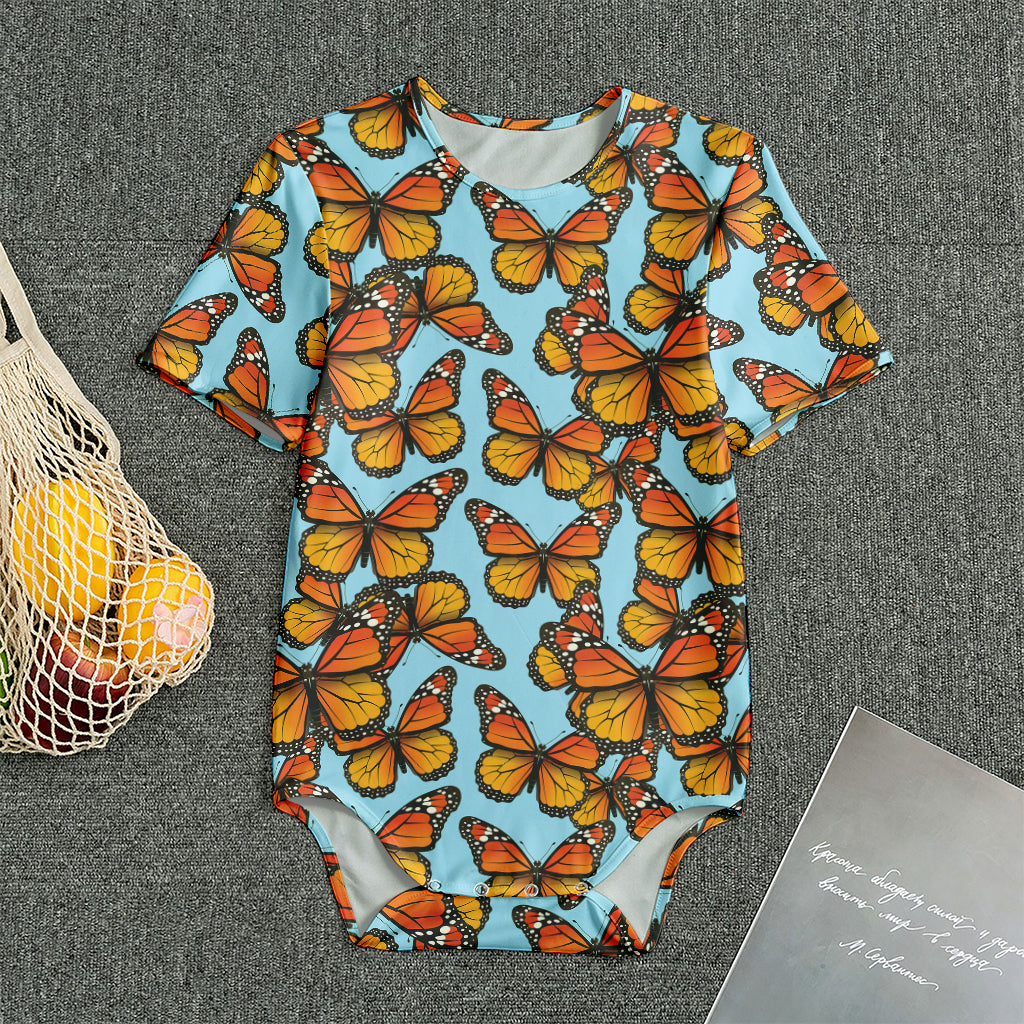Orange Monarch Butterflies Pattern Print Men's Bodysuit