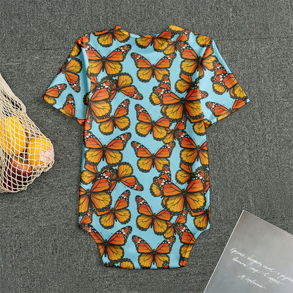 Orange Monarch Butterflies Pattern Print Men's Bodysuit