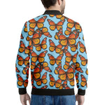 Orange Monarch Butterflies Pattern Print Men's Bomber Jacket