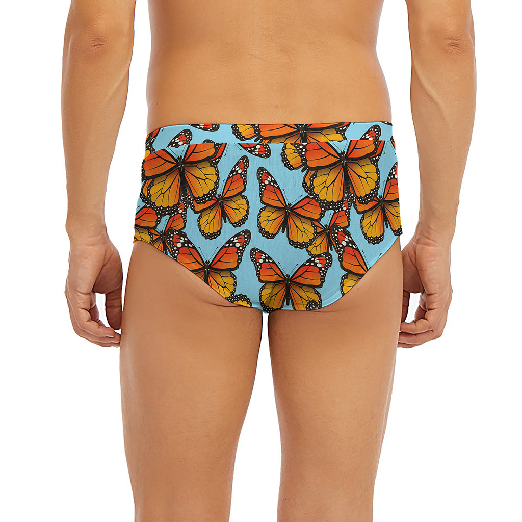 Orange Monarch Butterflies Pattern Print Men's Briefs