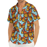 Orange Monarch Butterflies Pattern Print Men's Deep V-Neck Shirt