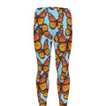 Orange Monarch Butterflies Pattern Print Men's Leggings