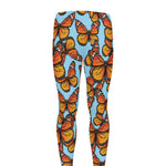 Orange Monarch Butterflies Pattern Print Men's leggings