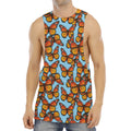 Orange Monarch Butterflies Pattern Print Men's Muscle Tank Top