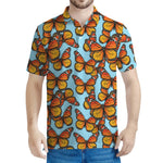 Orange Monarch Butterflies Pattern Print Men's Polo Shirt