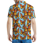 Orange Monarch Butterflies Pattern Print Men's Polo Shirt