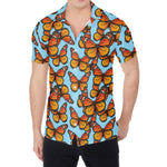 Orange Monarch Butterflies Pattern Print Men's Shirt