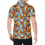 Orange Monarch Butterflies Pattern Print Men's Shirt