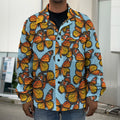 Orange Monarch Butterflies Pattern Print Men's Shirt Jacket