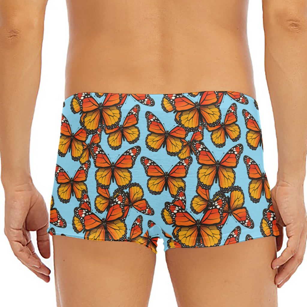 Orange Monarch Butterflies Pattern Print Men's Short Boxer Briefs