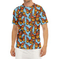 Orange Monarch Butterflies Pattern Print Men's Short Sleeve Rash Guard