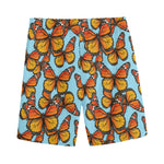 Orange Monarch Butterflies Pattern Print Men's Sports Shorts