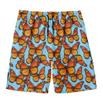 Orange Monarch Butterflies Pattern Print Men's Swim Trunks