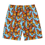 Orange Monarch Butterflies Pattern Print Men's Swim Trunks