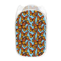 Orange Monarch Butterflies Pattern Print Mesh Laundry Hamper